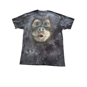 THE MOUNTAIN Baby Orangutan Face Tie Dye T-Shirt 2XL Brown Monkey Animal